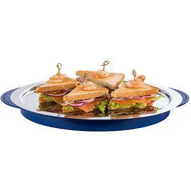 APS Thermo Tablett Set", in Blau/Transparent Ø 35 cm, H: 15 /Schale/ Edelstahl-Tablett/ Zwei Kühlakkus