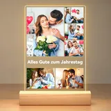 Personalisierte Jahrestag Geschenk für Ihn Sie, Personalisierte Bilderrahmen mit Foto, Personalisierte Acryl Plakette mit Nachtlicht, Personalisierte Geschenke für Frauen Männer Freundin Freund