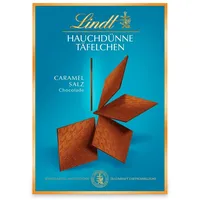 Lindt Hauchdünne Täfelchen Caramel&Salz | 125g Schachtel | Vollmilch Schokolade