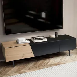 KADIMA DESIGN Lowboard Schwarz mit Eiche-Dekor 150x40x40 cm TV-Kommode Modern, in Braun-Schwarz & Gr.: onesize