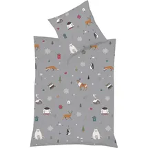 FLEURESSE Mako-Satin Bettwäsche Milano Winteridylle grau