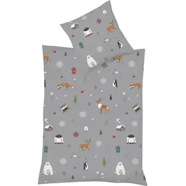 FLEURESSE Mako-Satin Bettwäsche Milano Winteridylle grau