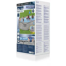 BESTWAY Power Steel Swim Vista Series Set 488 x 305 x 107 cm steinwandoptik inkl. Filterpumpe