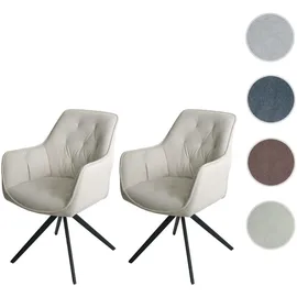 MCW Esszimmerstuhl MCW-L80, Küchenstuhl Polsterstuhl Stuhl mit Armlehne, drehbar, Metall Stoff/Textil ~ creme-beige