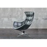 KAWOLA Drehsessel SKIO Leder 87 x 99 x 87 cm Silbergrau