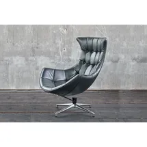 KAWOLA Drehsessel SKIO Leder 87 x 99 x 87 cm Silbergrau