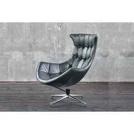 KAWOLA Drehsessel SKIO Leder 87 x 99 x 87 cm Silbergrau