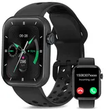 niolina Smartwatch Herren Damen, 1.83 Inch Smartwatch mit Telefonfunktion Message Reminder, Fitness Tracker mit 100+ Sportmodi, Pedometer, Heart Rate for iOS Android (Schwarz)