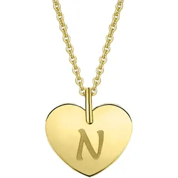 Ketten-Anhänger ONE ELEMENT "Herz mit Gravur N Buchstaben Anhänger aus 333 Gelbgold", gold, Schmuckanhänger, Damen, N, Gelbgold 333, Damen Gold Schmuck Herz mit Gravur N
