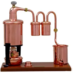 Destille, Destilliergerät, Destillationsapparatur - Alembic Rum Type Premium, mit Spiritusbrenner und Thermometer, 0,7L