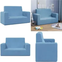 Kindersofa 2-Sitzer Blau Weich Plüsch - Vidaxl