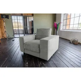 KAWOLA Sessel MADELINE Cord 72 x 80 x 90 cm Grau mit Kissen und Rollen