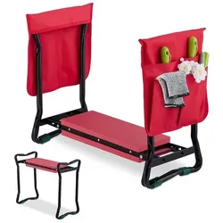 relaxdays Kniebank für Gartenarbeit 65 cm rot rot, 65x51x32 cm