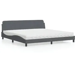 Bett mit Matratze – Dunkelgrau, 200x200 cm, Samt – Luxuriöser Schlafkomfort