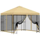vidaXL Garten Pavillon 3 x 3 m inkl. 4 Seitenteile Creme