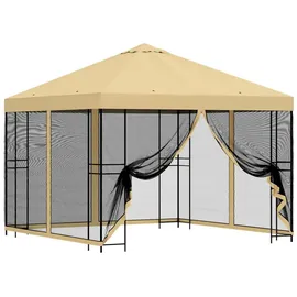 vidaXL Garten Pavillon 3 x 3 m inkl. 4 Seitenteile Creme