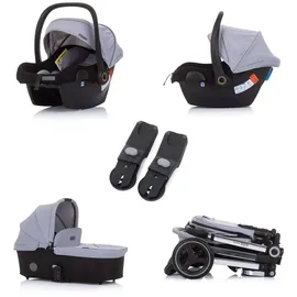 Chipolino Kinderwagen Elite 3 in 1 i-Size Babyschale Sportsitz Babywanne Tasche grau