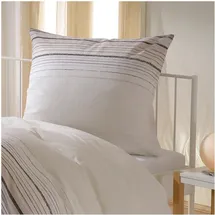 BettwarenShop Biber Gestreift Beige 240 x 220 cm + 2 x 80 x 80 cm