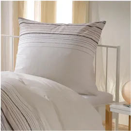 BettwarenShop Biber Gestreift Beige 240 x 220 cm + 2 x 80 x 80 cm