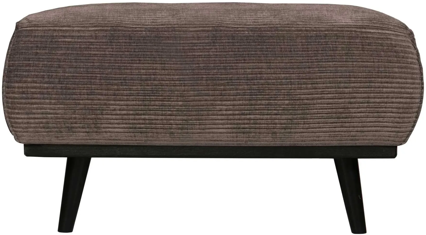 Hocker Statement aus gewebtem Jacquard, modern gepolstert, Taupe, Birkenholz-Gestell