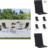 Hochlehner-Auflagen 4 Stk. Schwarz Karomuster Stoff - Hochlehner Auflagen - Gartenstuhlkissen - Outdoor Kissen - Wasserabweisende Kissen - Sitzkissen