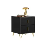 SoBuy Nachttisch Schwarz Holzwerkstoff, Metall, 40x47x40 cm, Schlafzimmer, Nachttische
