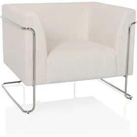 hjh living Loungesessel Curacao Cord 73 x 53 x 88 cm Weiß höhenverstellbar