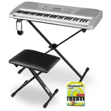 FunKey Super Kit 61 Tasten Keyboard Set - Einsteiger Keyboard mit 100 Sounds & Rhyhmen - Inklusive Stativ, Sitzbank und Kopfhörer Noten