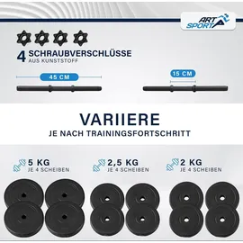ArtSport Hantelset 40 kg Kurzhantelset 2er Set schwarz