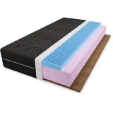 4ALL HOME Kaltschaum & Kokos Matratze M4 H3/H4 – beidseitig nutzbar – Massageschaum & Kokosmatte – 15 cm hoch – Hypoallergen – Abnehmbarer Bezug – Rollmatratze (Bezug: Schwarz, 140x200cm)