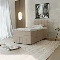 Panda möbel Boxspringbett Einzelbett 90x200, Dunkelbeige, AVALON, mit Bettkästen,