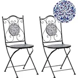 Beliani Camprena Gartenstuhl 40 x 40 x 90 cm blau/schwarz/weiß 2 St.