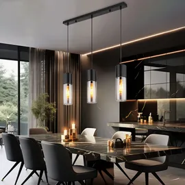 GLOBO Pendelleuchte Hängelampe Deckenleuchte Esszimmerlampe 3-Flammig Rauchglas L 70cm