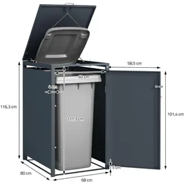 ML-Design Mülltonnenbox 1er für 1 Tonne 240L 68x80x116,3 cm, Anthrazit-Rostoptik, abschließbar