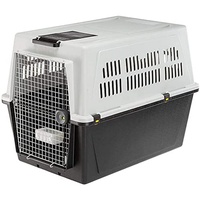 Ferplast Hundetransportbox Transportbox für Hunde Atlas 70, Reisebox für Hunde, Sicherheitsverriegelung, Lüftungsgitter, 68,5 x 75,5 cm Grau