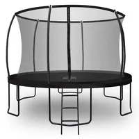 Zero Gravity Outdoor Trampolin Ø 183, 244, 305, 366, 427cm - TÜV-geprüfte Gartentrampoline inkl. Leiter - Sturmsicher in 5 Minuten - Aufbauvideo (366cm / 12ft / Black)