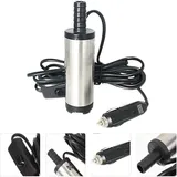 12 v Silber Dieselpumpe Öltransferpumpe Elektrische Ölpumpe Pumpeinheit Edelstahl Tauchpumpe 3 m Kabel mit Zigarettenanzünderstecker Passend für Auto