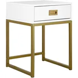 Beliani Beistelltisch Weiß Gold Elegante Optik rechteckig Modern Glamourös Wohnzimmer Schlafzimmer