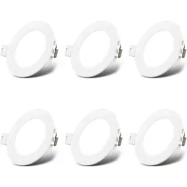 B.K.Licht Einbaustrahler 6er Set (230V) flach neutralweiß 3W 330lm Kunststoff 90x28mm
