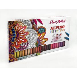Alpino Color Experience 72 Dual Artist Markers | Double Tip Markers: Brush Tip and Fine Tip | Markers for Mandala and Lettering | Marker Kit