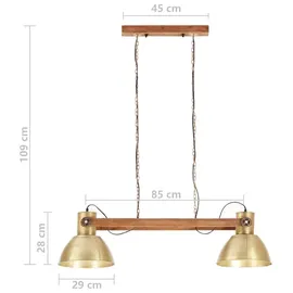 vidaXL Industriestil 1-flg. 109 cm Messing
