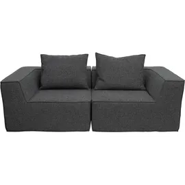 Mendler 2er-Sofa/Zubehör für Sofa HWC-O54, Couch 2-Sitzer Loungesofa, modular Stoff/Textil (300g/m2) 63x194x97cm ~ dunkelgrau