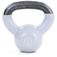 RAMROXX Kettlebell 4 kg Profi Vinyl Kettlebell Kugelhantel Schwunghantel Gusseisen Grau Schwarz, Bodenschonend durch Vinyl-Ummantelung grau|schwarz