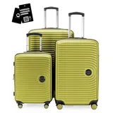 Hauptstadtkoffer Mitte - 3er Kofferset + Digitaler Luggage Tag - Reisetrolleys 55/68 / 77 cm + Kofferanhänger mit QR-Code, 4 Doppel-Rollen, Hartschale ABS, XL-Volumenerweiterung, TSA, Farn