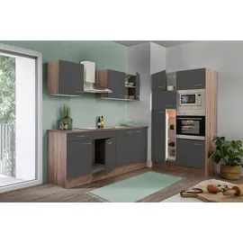 Respekta Küchenzeile Economy 330 cm Grau Seidenglanz-Eiche