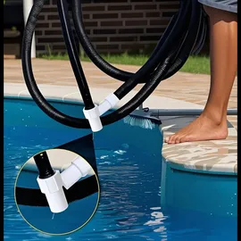Relaxdays Poolschlauch, 32 mm Spiralschlauch, 25 Meter lang, Wasserschlauch für Pool & Garten, Kunststoff, schwarz/weiß