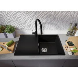 Primagran San Francisco Level S035 rechts Einbau Granit schwarz Handbetätigung 780 x 500 mm