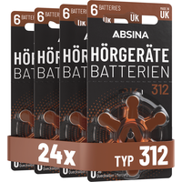 ABSINA 24x Hörgerätebatterien Typ 312 - Hörgerät Batterien braun P312 - MHD 2028