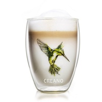 Creano Teeglas Creano doppelwandiges Tee-Glas, Latte Macchiato, Thermobecher Kolibri, Glas, 1x bedrucktes Glas weiß