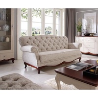 JVmoebel Sofa, Chesterfield Schlafsofa Sofa mit Bettfunktion Dreisitzer Couch Textil weiß